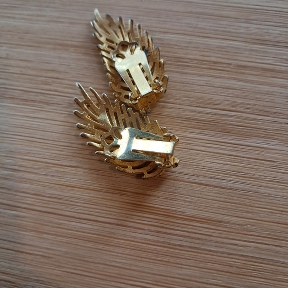 Golden Leaf Statement Earrings - Picture 3 of 6